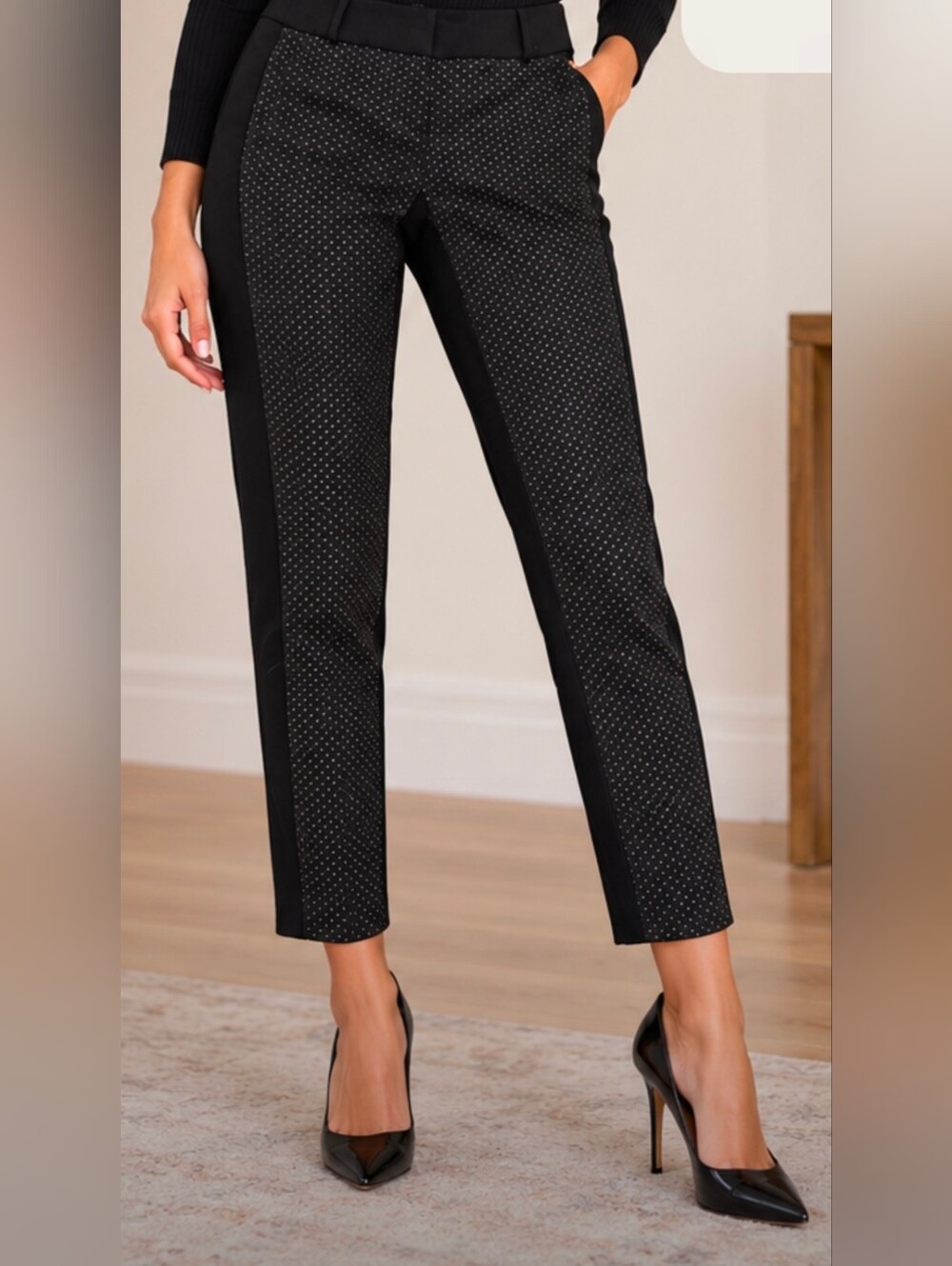LOFT Black Geometric Straight Leg Pants Size 00
